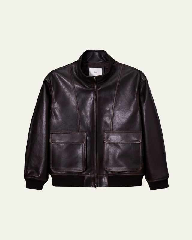 Unisex Leather Blouson Aviator Jacket